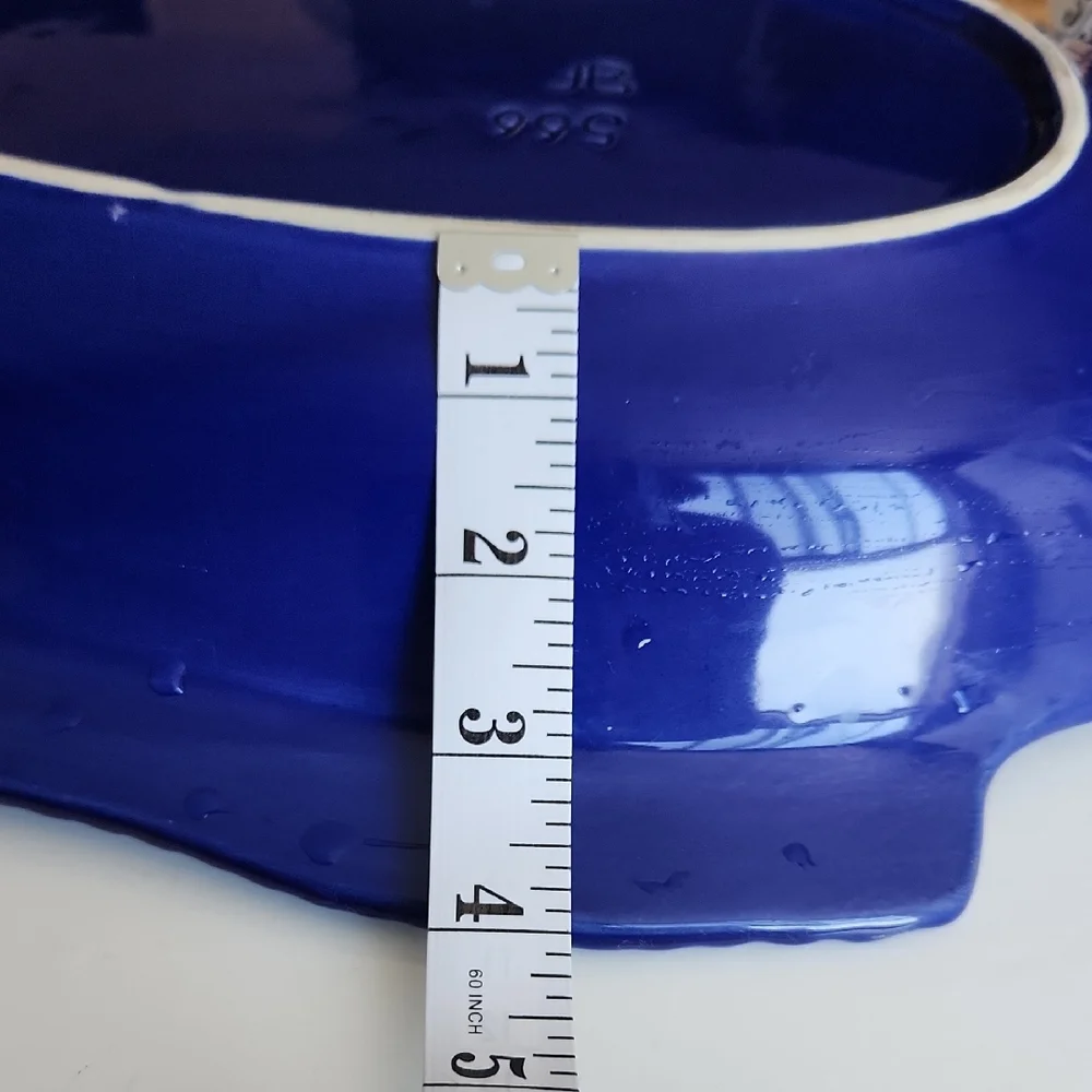 Large 21” Cobalt Blue Fish Platter | Vintage European Ceramic Serving Dish - Picture 4 of 5